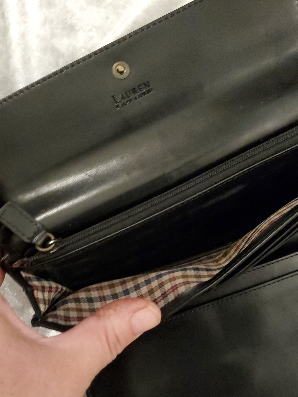 Vintage Lauren Ralph Lauren SOFT Black Leather Trifold Continental Flap Wallet - Picture 9 of 16